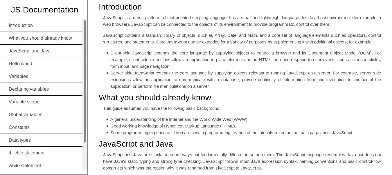 JS Documentation